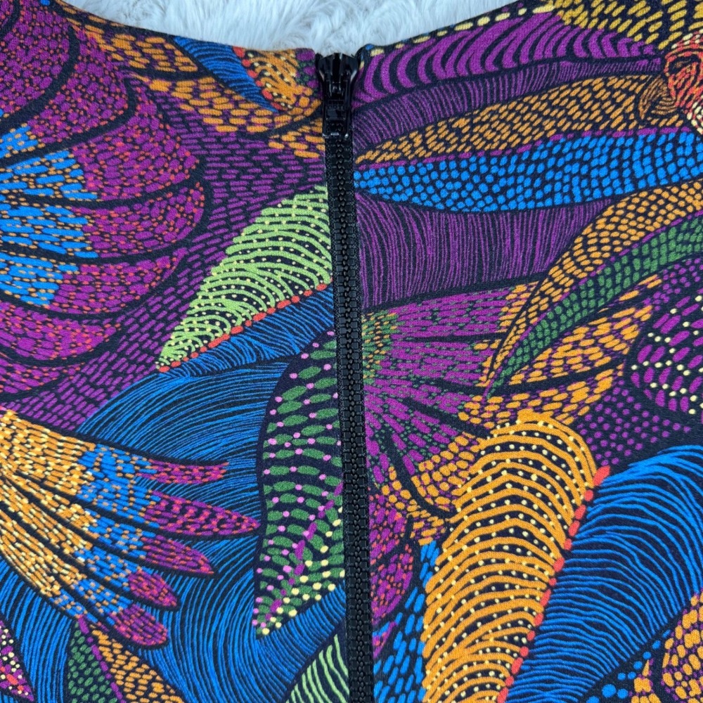 Farm Rio Dress Tropical Bird Flowers Macaws Midi Womens Large Multicolor Boho - Picture 13 of 16